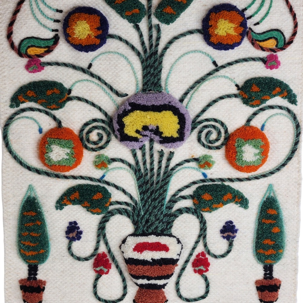 Vintage Fiber Tapestry Wall Hanging Yarn Art Boho Hippie Home Decor Tassels - Picture 3 of 7